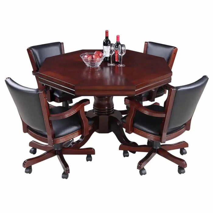 Kingston Walnut 3-in-1 Poker Table Set with 4 Chairs - Image 7