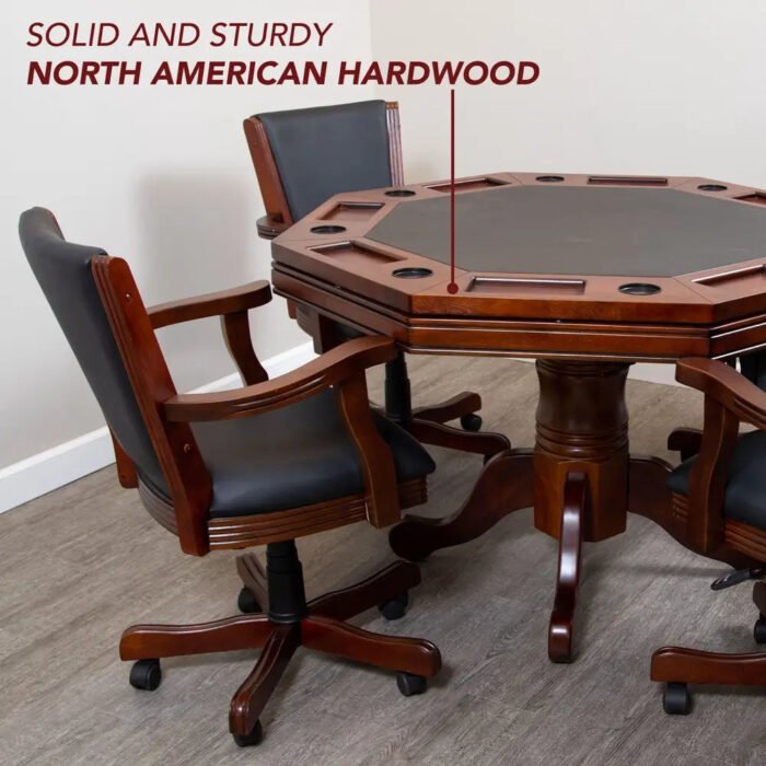 Kingston Walnut 3-in-1 Poker Table Set with 4 Chairs - Image 14