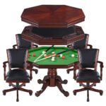 Kingston Walnut 3-in-1 Poker Table Set with 4 Chairs