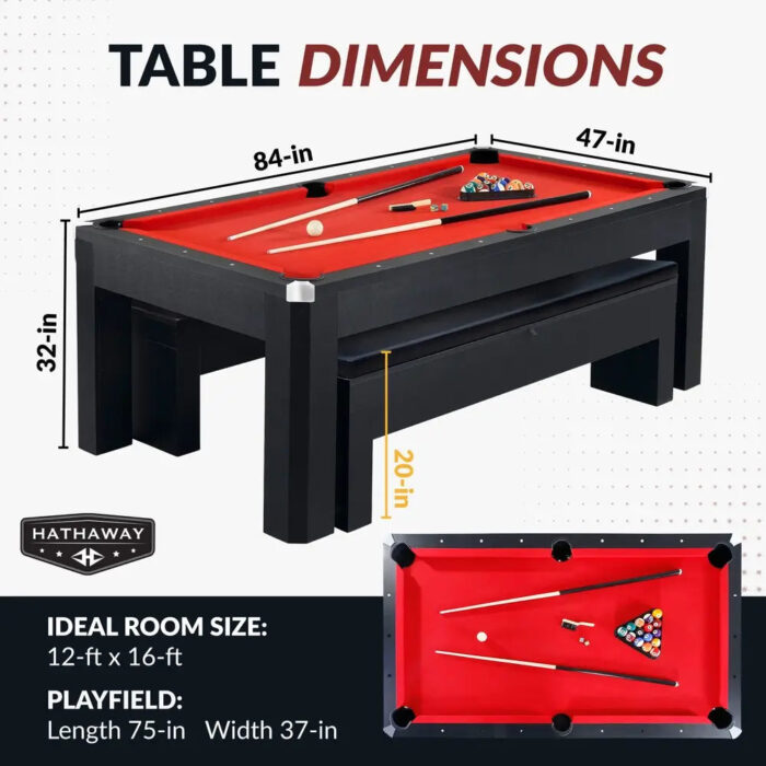Hathaway Park Avenue 7-ft Pool Table – Dining Combo Set - Image 6