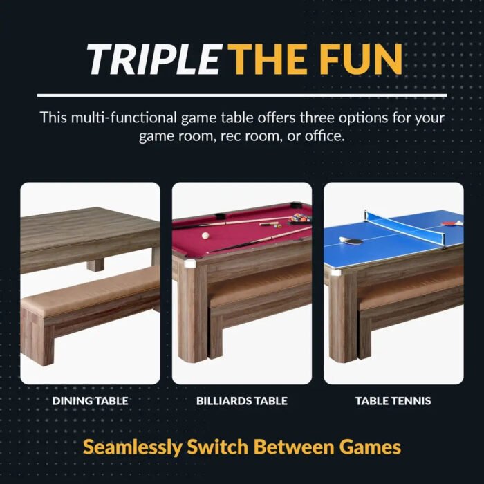Hathaway Newport 7-ft Pool Table Combo – Dining & Benches - Image 11