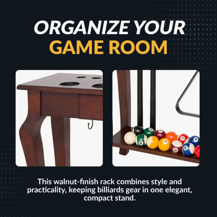 Hathaway Deluxe Floor Cue Rack – Walnut Finish - Image 5
