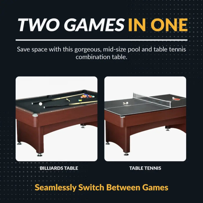 Hathaway Bristol 7-ft Pool Table – Cherry Finish Combo - Image 6