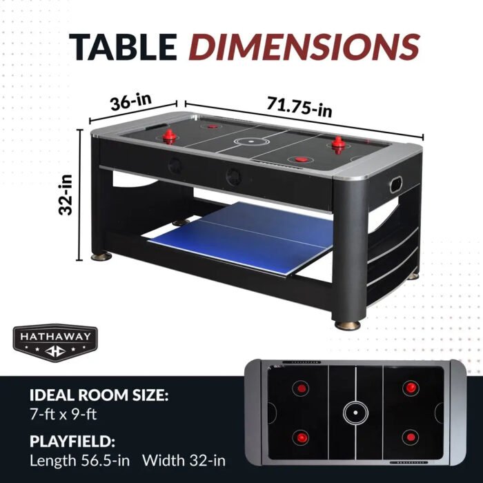 Hathaway 6-ft Triple Threat 3-in-1 Multi Game Table - Image 2