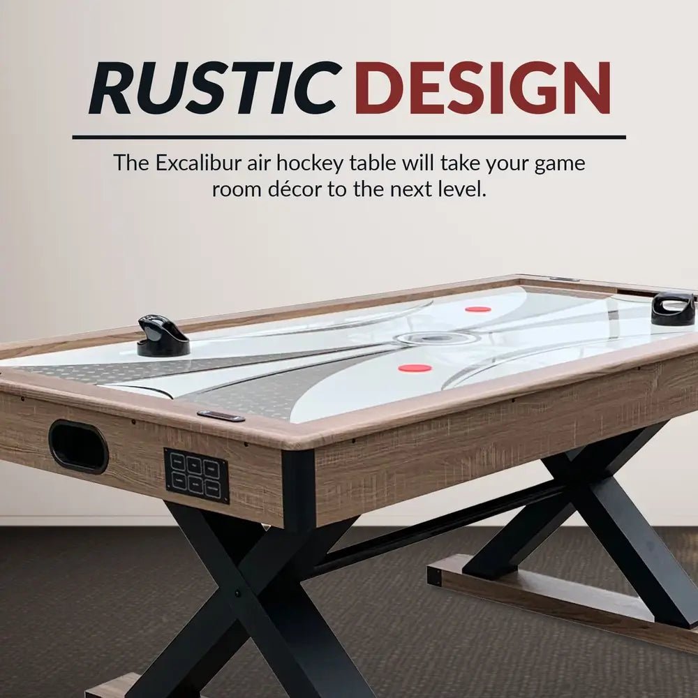 Hathaway Excalibur 6-foot rustic driftwood air hockey table with bronze accents
