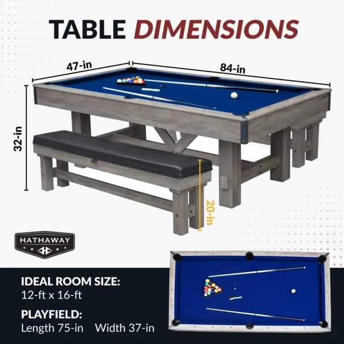 Hathaway Logan 7-ft Pool Table – Rustic Barnwood Combo - Image 2