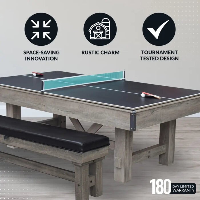Hathaway Logan 7-ft Pool Table – Rustic Barnwood Combo - Image 4