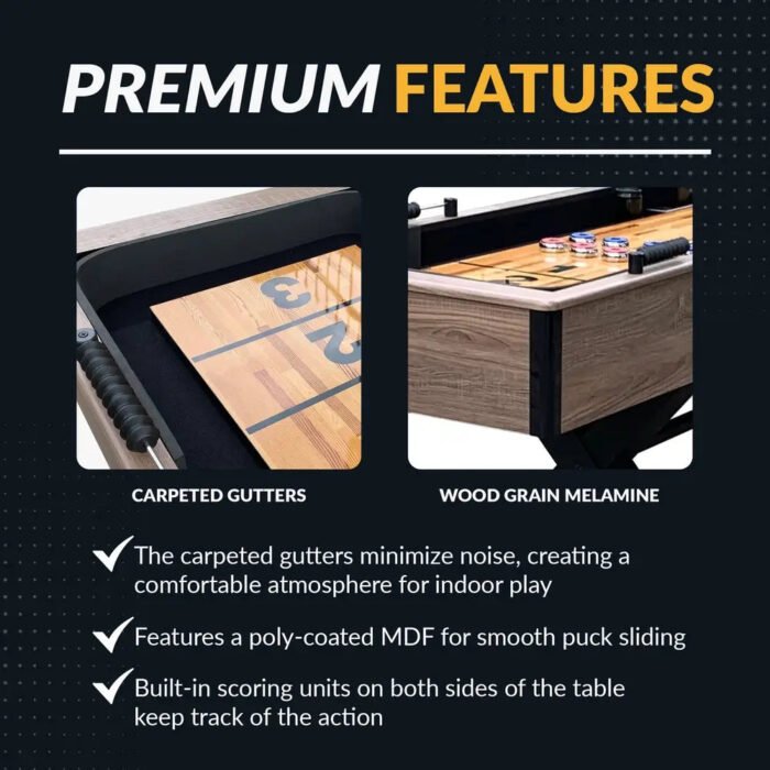 Hathaway Excalibur 9-ft Shuffleboard Table – Driftwood - Image 5