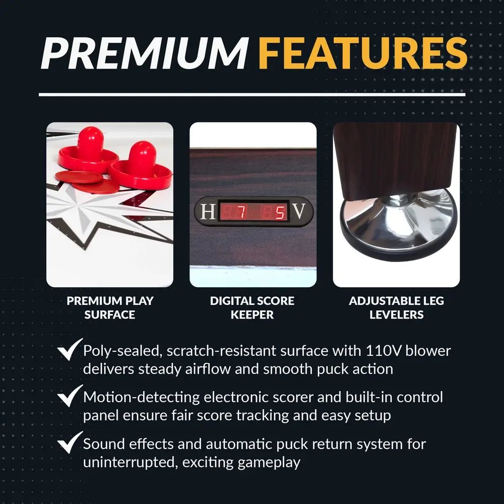 Hathaway Midtown II 6-ft air hockey table in dark cherry finish with LED scoring