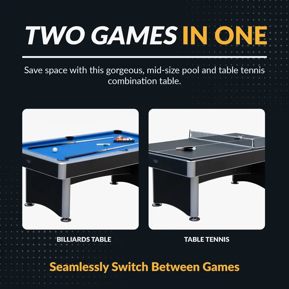 Hathaway Maverick II 7-ft pool and ping pong table with removable melamine table tennis top and included net set