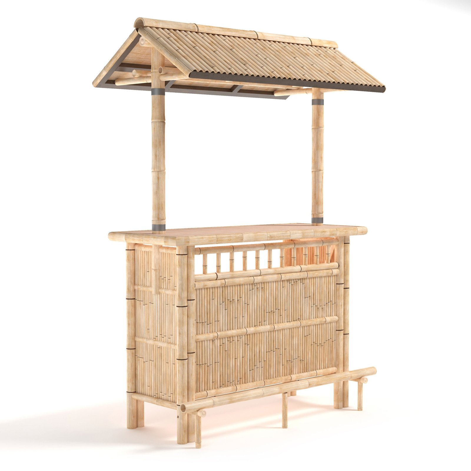 Bamboo-Tiki-Bar-fron-whiteback RAM Game Room 60" Bamboo Tiki Bar - Image 1