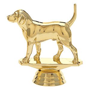 Beagle Dog Figure, Gold - 3 1/4"