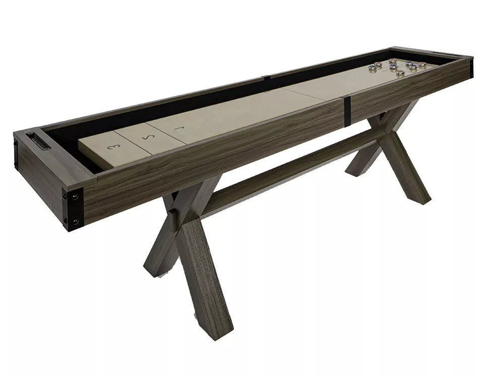 Breckenridge-Shuffleboad-Table-Revised Presidential 9' Breckenridge Shuffleboard - Walnut Finish - Image 1