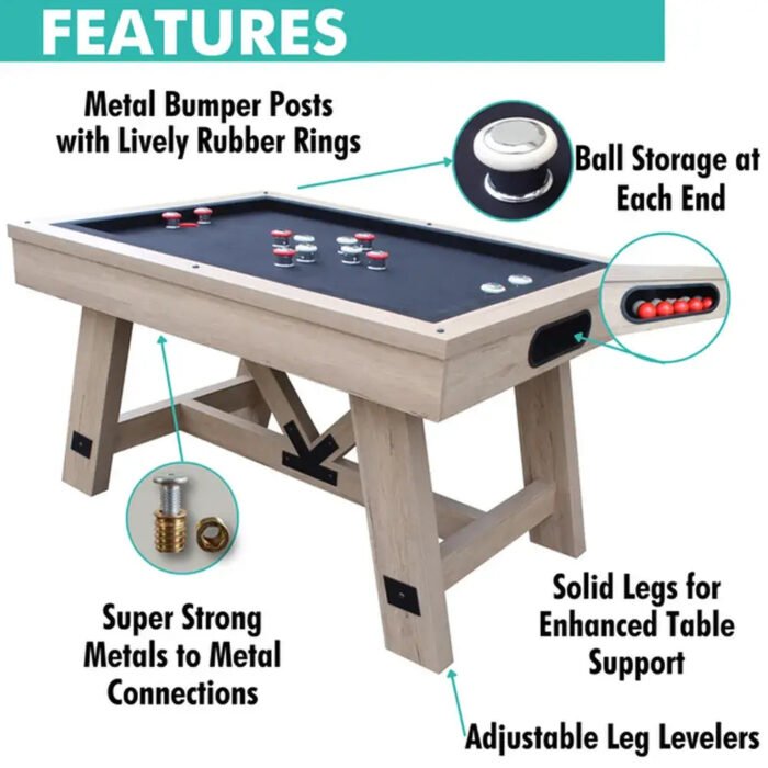 Freetime Fun Baddah Bing 54" Oak Wood Bumper Pool - Image 4