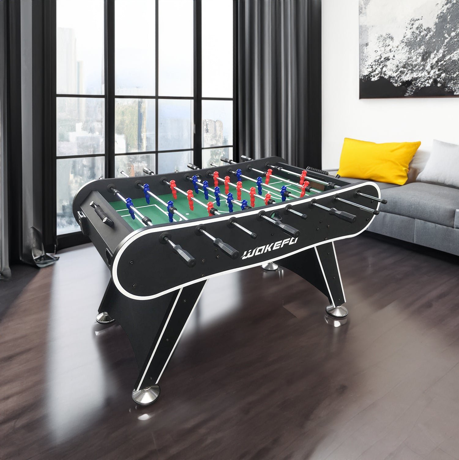 CA7C0A6AFEDCA3D961E29CB802F8AD51 Table Soccer Arcade Game: Table Soccer Table - A match sized soccer table with 2 balls and 2 beverage racks - Image 1