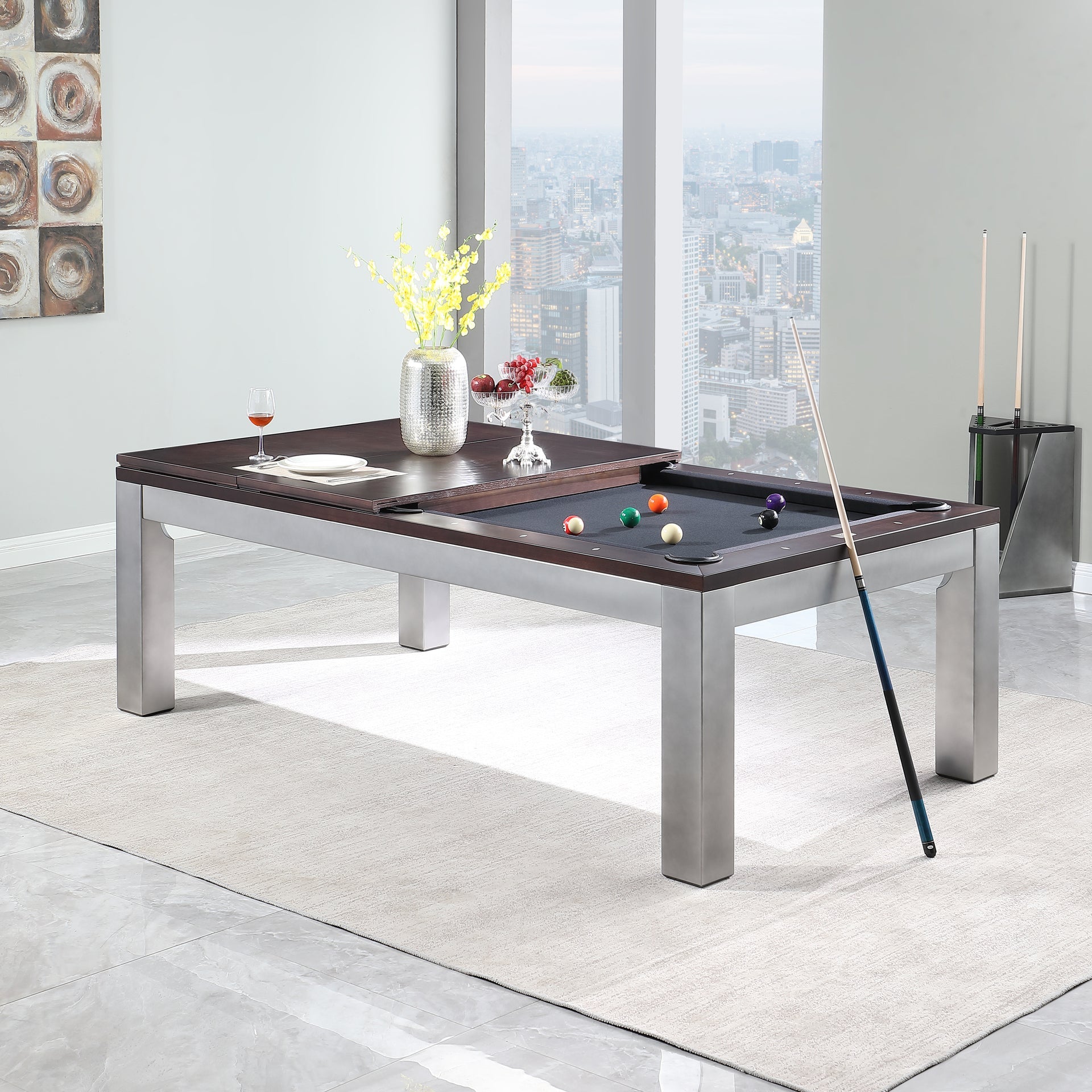 Genoa-04__06482.1642029649 Playcraft Genoa 7' Slate Pool Table with Dining Top - Image 1