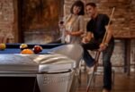 Brunswick Billiards Gold Crown VI 9' Slate Pool Table in Skyline Walnut/Espresso w/ Gully Return - Image 16