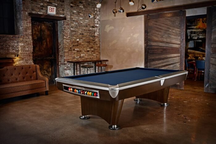 Brunswick Billiards Gold Crown VI 9' Slate Pool Table in Skyline Walnut/Espresso w/ Gully Return - Image 12