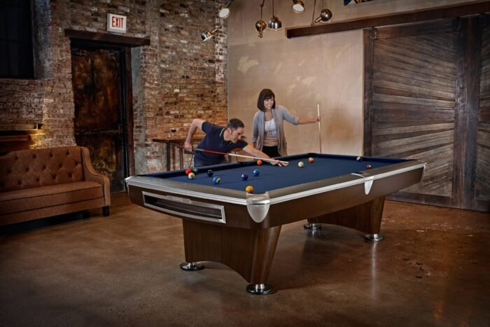 Brunswick Billiards Gold Crown VI 9' Slate Pool Table in Skyline Walnut/Espresso w/ Gully Return - Image 10
