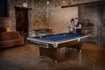 Brunswick Billiards Gold Crown VI 9' Slate Pool Table in Skyline Walnut/Espresso w/ Gully Return - Image 8