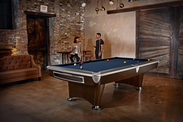 Brunswick Billiards Gold Crown VI 9' Slate Pool Table in Skyline Walnut/Espresso w/ Gully Return - Image 5