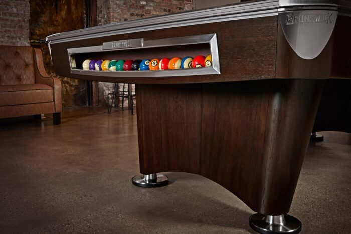 Brunswick Gold Crown VI 8ft American Pool Table With Gully Return - Two Tone Walnut and Espresso - Image 4