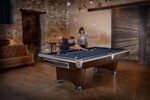 Brunswick Gold Crown VI 9ft American Pool Table With Drop Pocket - Two Tone Walnut and Espresso - Image 4