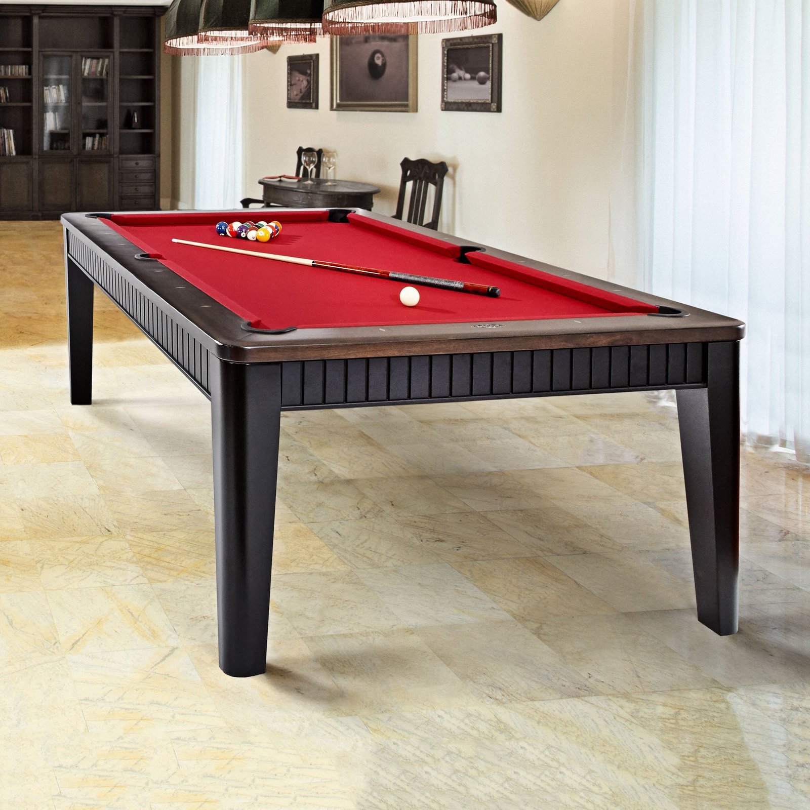 Henderson_BT_black_walnut_room Brunswick The Henderson 8ft American Pool Table - Matt Black And Walnut - Image 1
