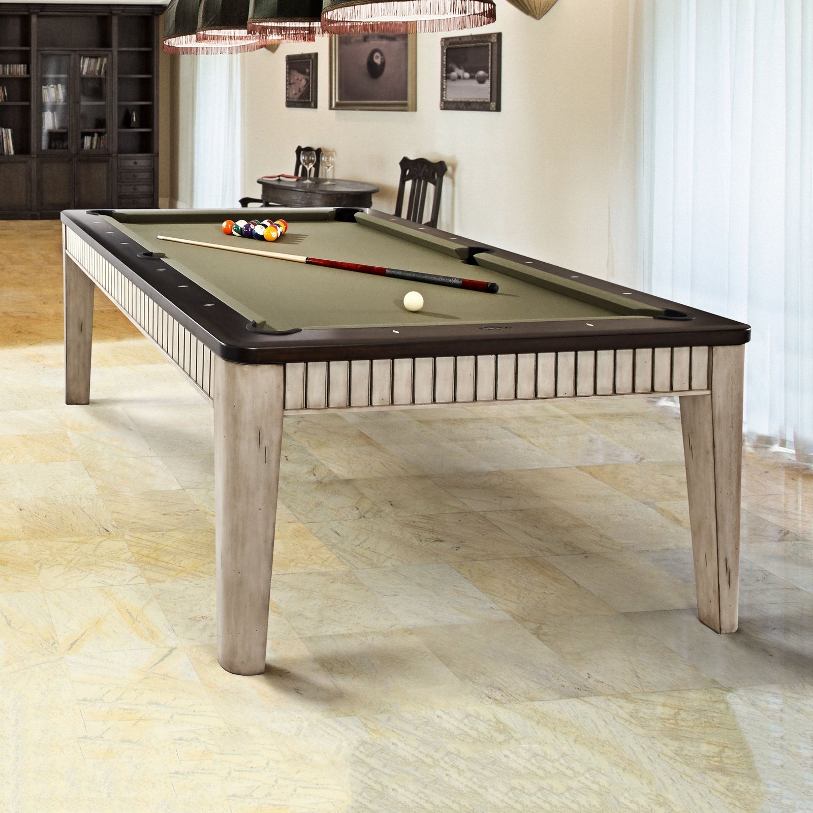 Henderson_Linen_walnut_room Brunswick The Henderson 8ft American Pool Table - Aged Linen And Walnut - Image 1