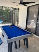 Playcraft Santorini 8’ Outdoor Slate Pool Table with Optional Dining Top Benches and Ping Pong - Image 3