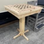 Hand-Made in Hanover County Bark Inclusion Checkerboard Pub Table w/ Cedar Drawers