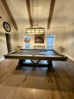 Playcraft Brazos River 8' Slate Pool Table w/ Leather Drop Pockets in Weathered Gray - Image 14