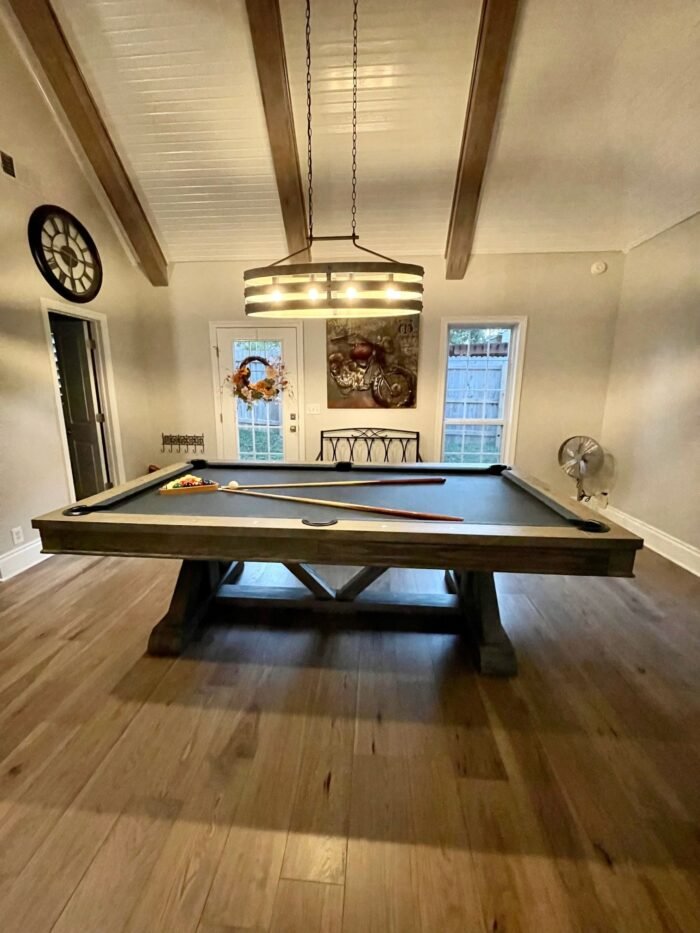Playcraft Brazos River 8' Slate Pool Table w/ Leather Drop Pockets in Weathered Gray - Image 14
