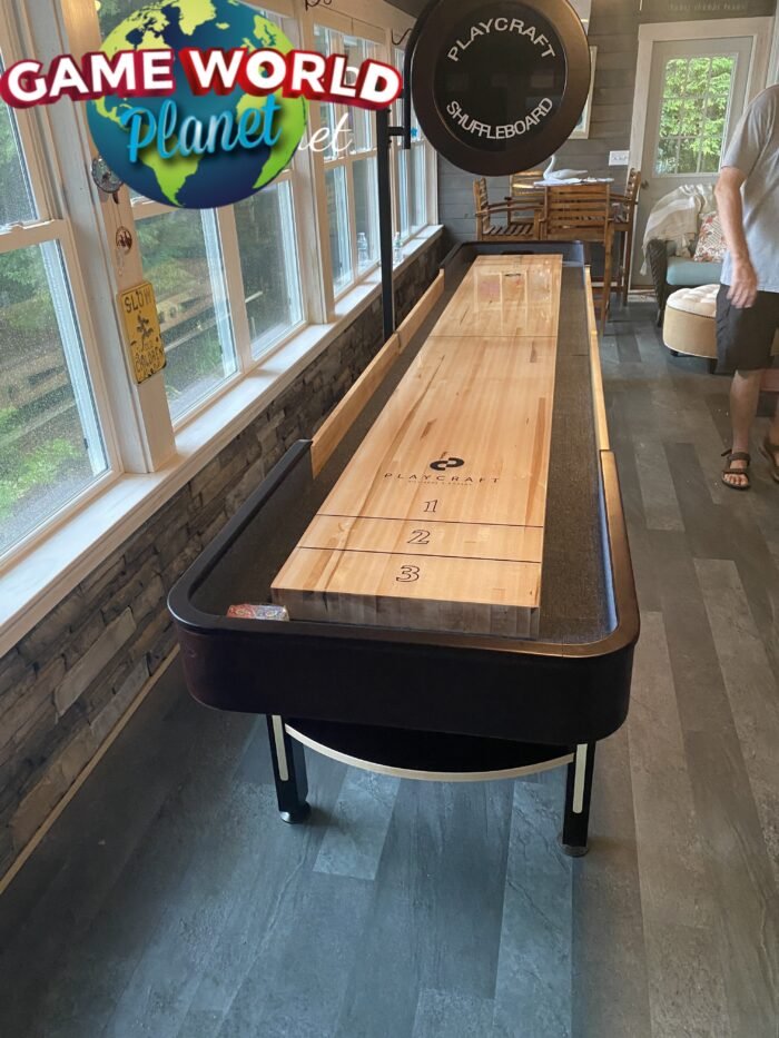 Playcraft Telluride 18' Pro Style Shuffleboard Table in Espresso with optional Overhead Electronic Scoring - Image 6