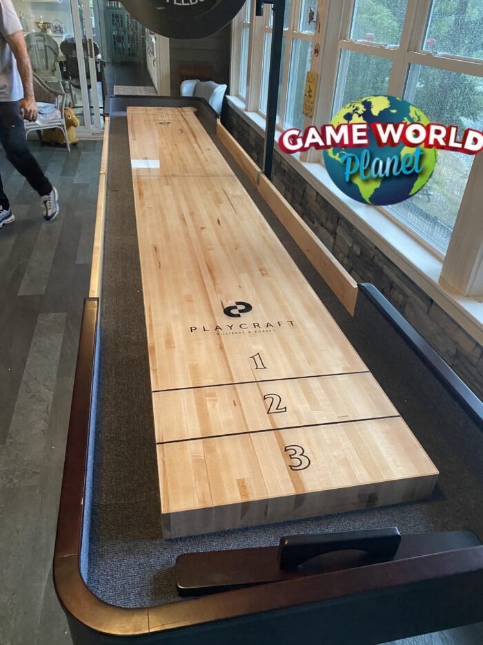 Playcraft Telluride 12' Pro Style Shuffleboard Table in Espresso with optional Overhead Electronic Scoring - Image 5