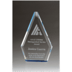 Flame Series Clear 5.875" x 9" Crystal Award with Blue Accented Bottom
