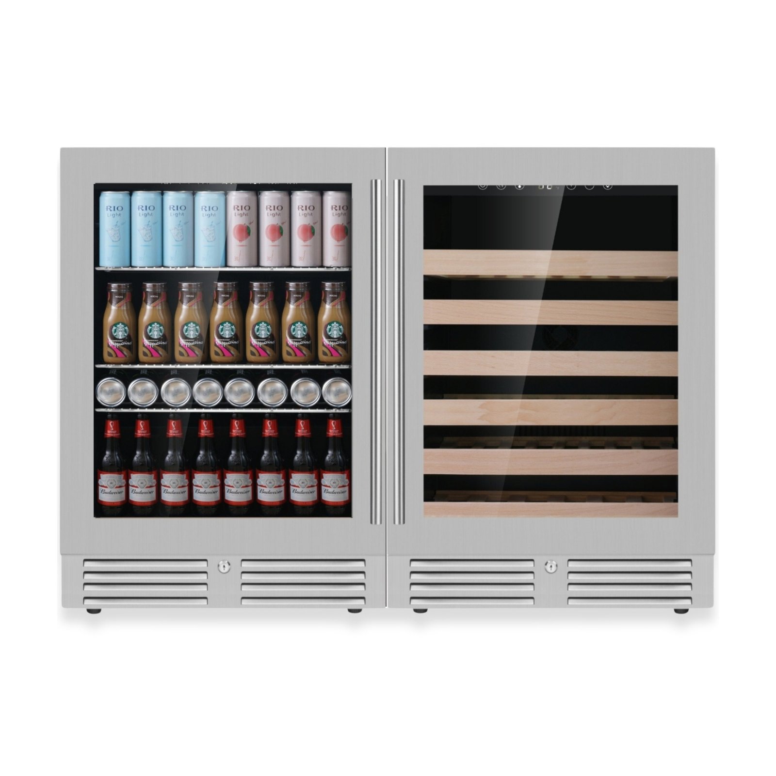 KBU145BW2-SS_6147c5b8-4e3c-4872-be7c-f55ce7f6655e Ultimate Under-Bench Wine & Beverage Refrigerator Combo with Low-E Glass Door - Image 1