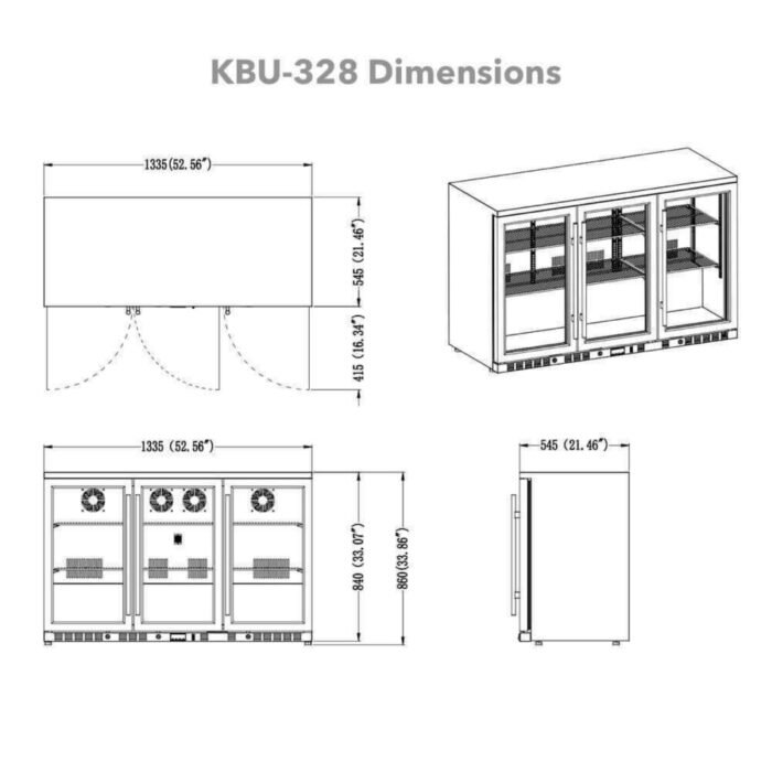 53 Inch Heating Glass 3 Door Large Beverage Refrigerator - Image 7