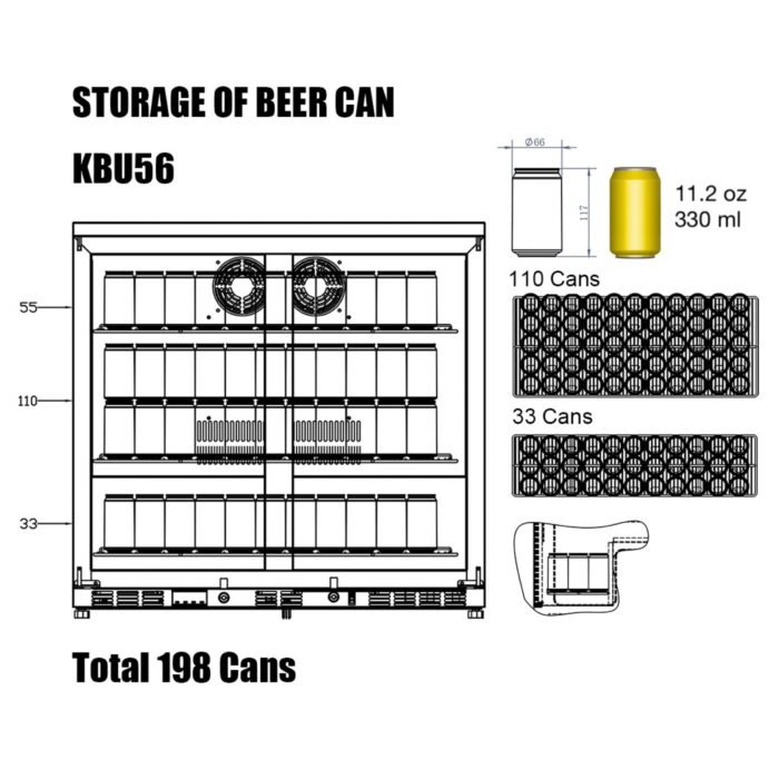 36-Inch Heated Glass Dual Door Built In Beverage Fridge - Image 11
