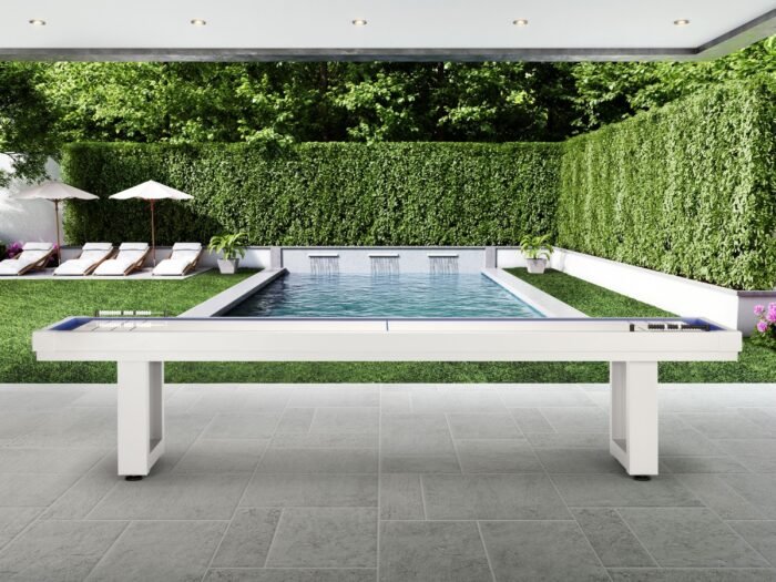 American Heritage Lanai 9' Outdoor Shuffleboard Table in Pearl White - Image 9