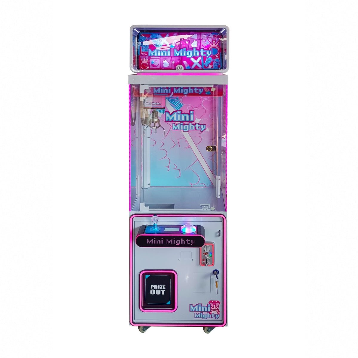 Mini_Mighty_Pink_19.5_Claw_Machine_Product_Image_Front_View Mini Mighty Pink 19.5" Claw Machine - Image 1