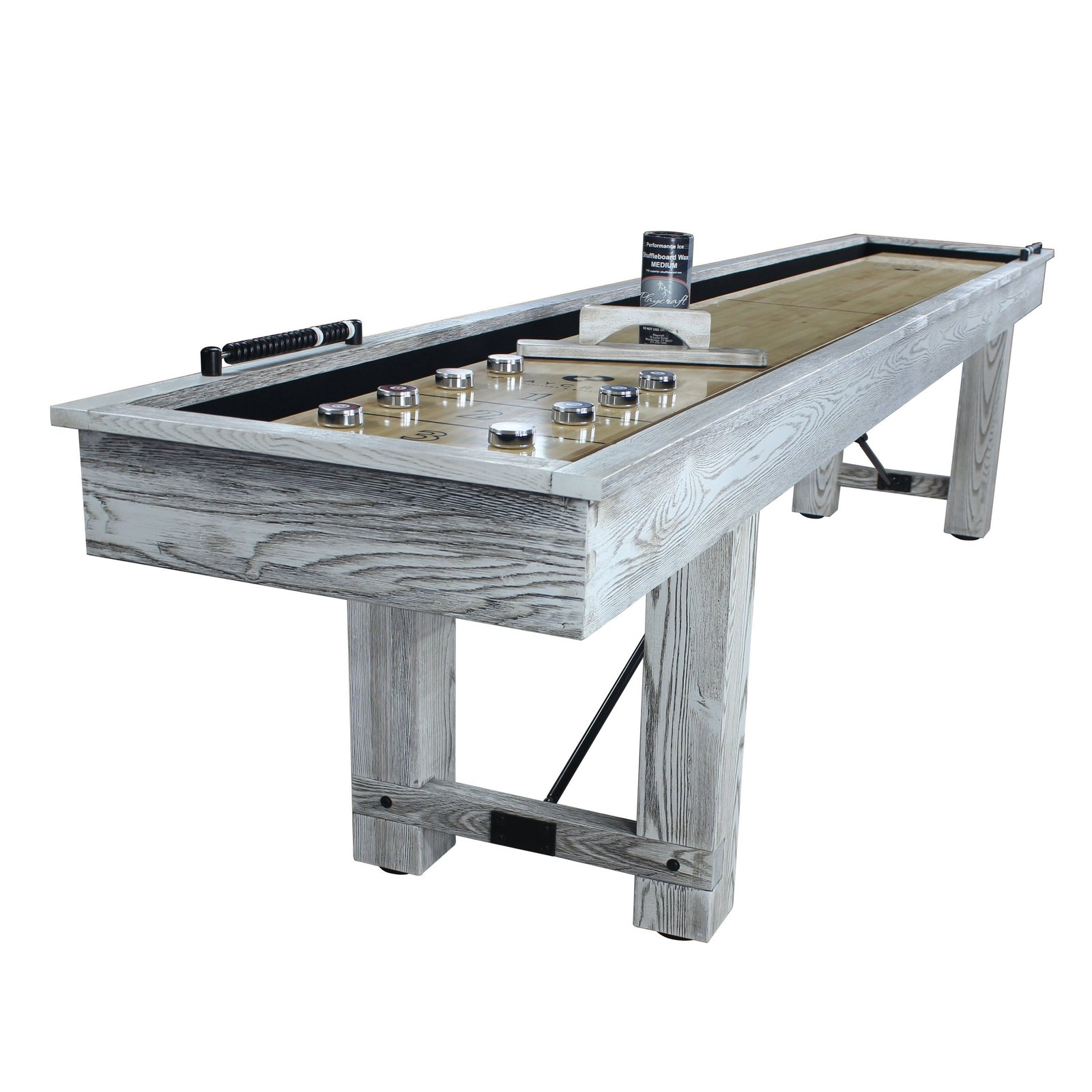 Montauk_12ft-2__10710 Playcraft 12' Montauk Shuffleboard Table in Weathered Whitewash - Image 1