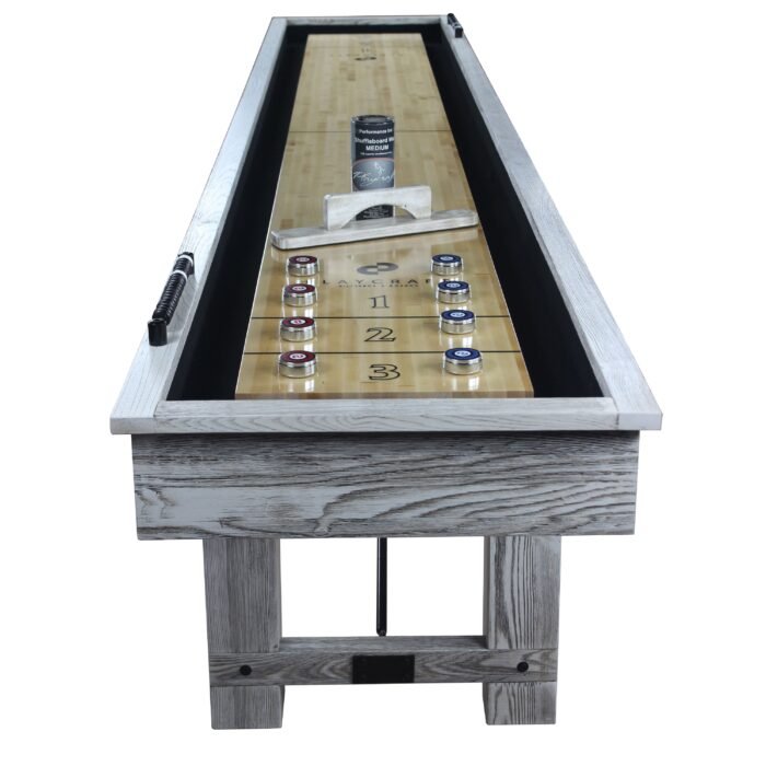 Playcraft 12' Montauk Shuffleboard Table in Weathered Whitewash - Image 5