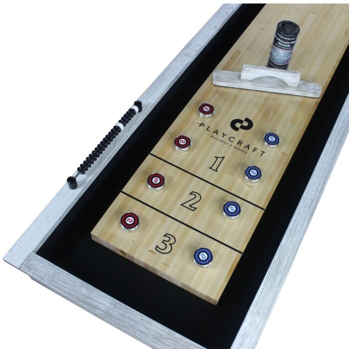 Playcraft 9' Montauk Shuffleboard Table in Weathered Whitewash - Image 7