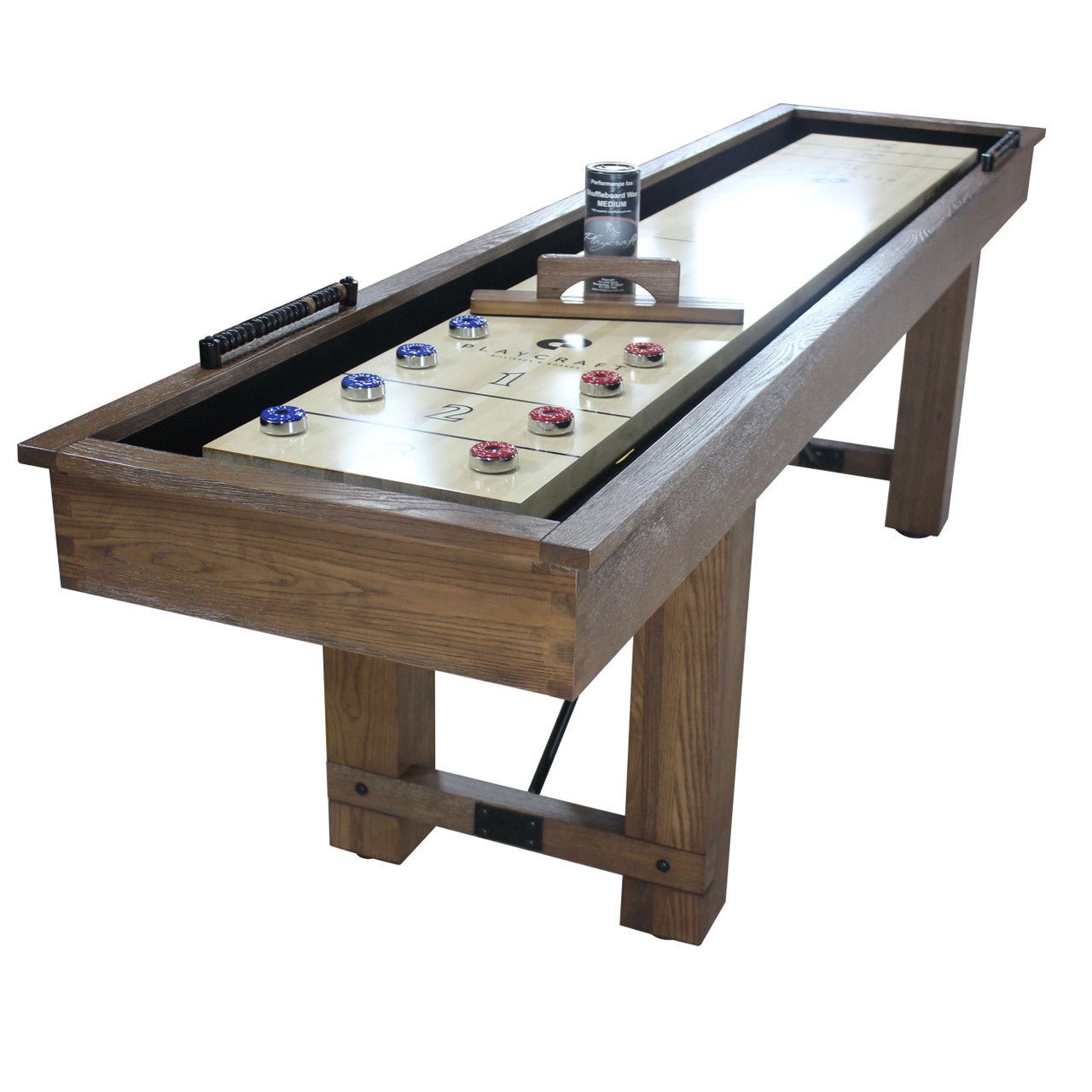 Montauk_Pecan_9ft-1__54306 Playcraft 12' Montauk Shuffleboard Table in Pecan - Image 1