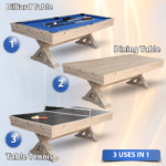 Freetime Fun The Rockford 7' Multi-Game Table in Rustic Oak with Blue felt - Image 2