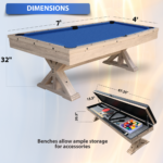 Freetime Fun The Rockford 7' Multi-Game Table in Rustic Oak with Blue felt - Image 9