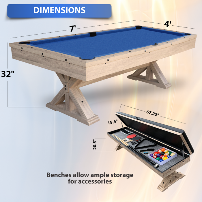 Freetime Fun The Rockford 7' Multi-Game Table in Rustic Oak with Blue felt - Image 9