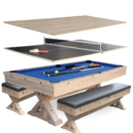 Freetime Fun The Rockford 7' Multi-Game Table in Rustic Oak with Blue felt - Image 8