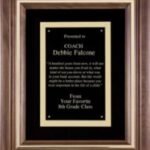 Genuine Walnut Frame Gold Inlay Plaque, Black Velour, Black Engraving Plate